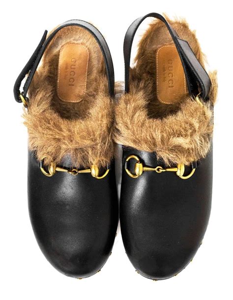 gucci faux fur|Gucci clogs for women.